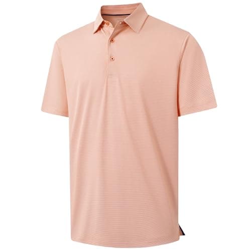 M MAELREG Mens Golf Shirts Short Sleeve Jacquard Casual Performance Moisture Wicking Collared Polo Shirts for Men Orange - Image 1