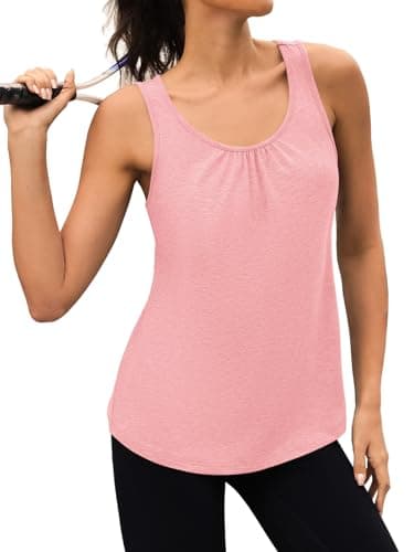 3rd hill Workout Tank Tops for Women Racerback Sleeveless Yoga Top Loose Fit Gym Shirt Running Athletic Tanks Pink S - Thumbnail 2