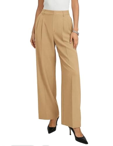 GRACE KARIN Wide Leg Trousers Women 2026 Summer Elastic Waist Comfy Pants Date Night Weekend Getaway Slacks Khaki Small - Image 1