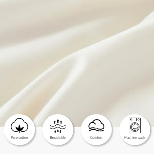 DCSKY Organic Cotton Queen Pillowcases - Set of 2, 800 Thread Count Cotton Pillowcases - Soft and Breathable Envelope Closure Pillow Cases - 20x30 Pillow Covers for Bed，Cream White - Thumbnail 3