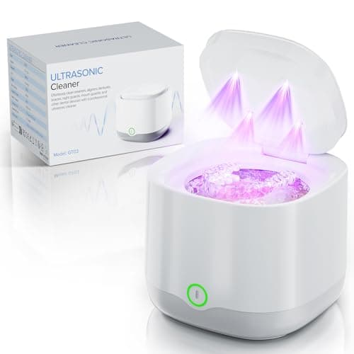 OnBeam Ultrasonic Retainer Cleaner, 45kHz Retainer Cleaner Machine 4000mAh for Denture, Night Guard, Mouth Guard, Aligner, Brace 24W Dental Cleaning Pod with 4 UV Lights, 200ml Multiple Cleaning Modes