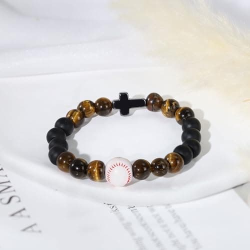 BAYLAY Baseball Gifts for Boys 8-12 12-14, Baseball Cross Bracelet Easter Basket Stuffers for Kids Accessories Stuff for Boys Men Birthday Stocking Stuffers Baseball Senior Night Gifts for Boy - Thumbnail 2