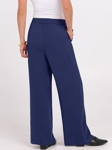 ANRABESS Women Wide Leg Dress Pants 2026 Summer High Waisted Business Casual Work Trousers Dressy Office Palazzo Pants Slacks Deep Blue X-Large - Thumbnail 3