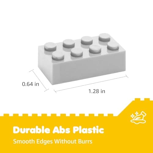 Lekebaby Classic Building Bricks, 200 Piece 2x4 Building Blocks STEM Creative Building Toys Compatible with All Major Brands, Educational Toy for Boys Girls 6 Years Old and Up(2x4 Light Gray) - Thumbnail 2