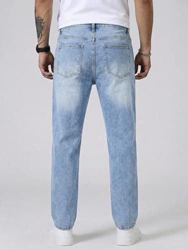 JMIERR Men's Regular Fit Stretch Tapered Leg Cut Skinny Jeans, Fashion Comfort Flex Denim Pants for Men with 5 Pockets, 32W*30L, Beau Blue - Thumbnail 4