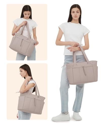 Wandering Nature Puffer Tote Bag with Cup Holder for 40 oz Tumbler & Laptop Compartment & Trolley Sleeve for Travel, Work, Nurse, Women - Thumbnail 2