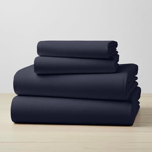 Mellanni Flannel Bed Sheet Set - 4 Piece Luxury 100% Heavyweight 180GSM Cotton - Cozy, Soft & Breathable - Deep Pockets with All-Around Elastic - Warm & Comfortable (Full, Navy) - Image 1