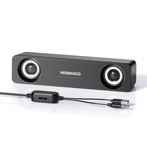 Compact PC Speakers for Desktop - 10W Wired Stereo Speaker with Volume Control Knob, USB Powered, 3.5mm Audio Input, Laptop Expertly Tuned Computer Soundbar with Deep Bass for Office, Home, and Gaming - Image 1