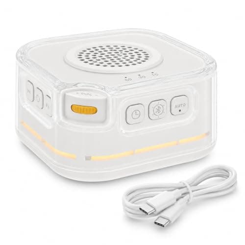 White Noise Sound Machine for Baby Adults, 28 Soothing Sounds Sleep Aid with 3 Level Night Light, Auto Cry Detection,15/30/60 Min Timer, Portable Bluetooth Speaker for Nursery, Stroller, Home & Travel
