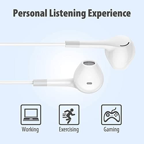 Earbuds Headphones 5 in One Pack, Wired Earbud with Heavy Bass Stereo Noise Blocking, Microphone, Compatible with iPhone, Android Phones, Laptops, Computers, iPad or Any Device with 3.5mm Interface - Thumbnail 5