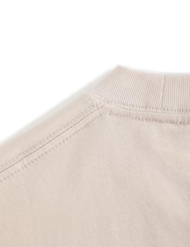 Vamtac Midweight Cotton T Shirts for Men Loose fit Short Sleeve Shirts Crewneck Tee Medium Beige Small - Thumbnail 4