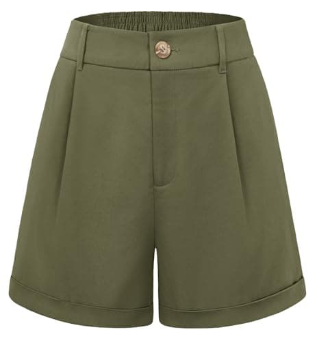 Belle Poque Ladies Green Shorts High Waisted Summer Beach Shorts Old Money Cloths(Army Green, L) - Image 1