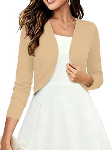 Heymoments Cardigan Sweater for Women Long Sleeve Shrug,Khaki,X-Large - Image 1