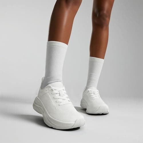 Athlefit Womens Walking Shoes Comfortable Slip On White Tennis Shoes Athletic Gym Workout Breathable Fashion Sneakers Size 7.5 - Thumbnail 2