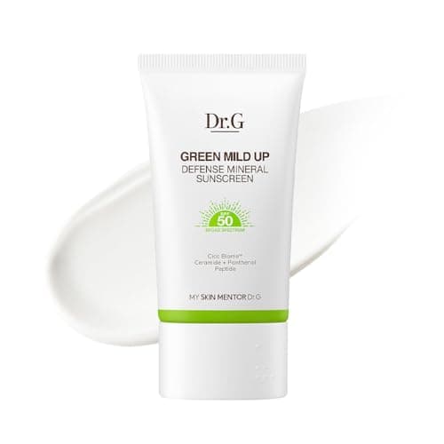 Dr. G Green Mild Up Defense Mineral Sunscreen - SPF 50 Broad Spectrum Korean Sunscreen - Lightweight & Reef-Safe Mineral Formula - For Sensitive Skin - Non-Greasy - With Centella Asiatica - 1.69 fl oz - Image 1