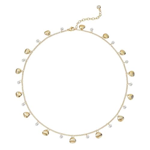 MTMY Gold Choker Necklace for Women 14K Gold Plated Cubic Zirconia Cross Heart Shell Teardrop Charm Station Choker Necklace Dainty CZ Chain Necklaces for Women Summer Jewelry Gifts(Shell) - Image 1
