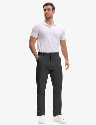 AOHIKE Golf Pants Men Slim Fit - Stretch Lightweight Work Dress Pants for Men Travel Business Casual, Black - Thumbnail 6