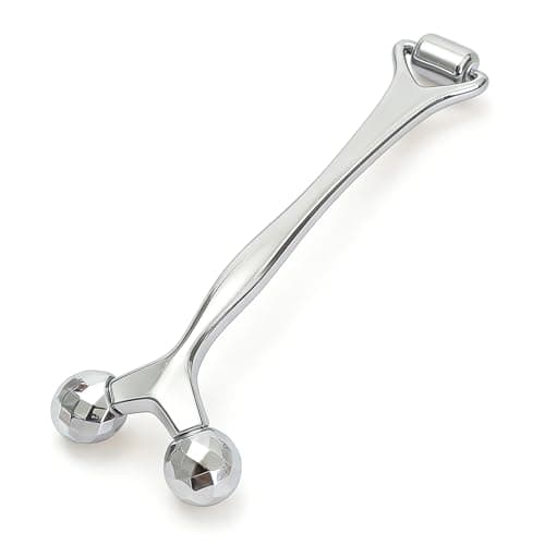 3D Metal Facial Roller, Premium Zinc Alloy Face Massager Tool for Puffiness, Fine Lines, Skin Smoothing & Firming, Cooling Skincare Roller for Serum Absorption, Silver - Image 1