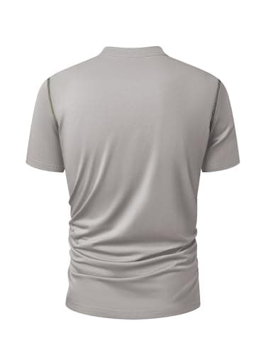 Hardaddy Men's Short Sleeve Henley Shirts Casual Summer Lightweight Button Henley Solid T-Shirt Tops Light Grey S - Thumbnail 3