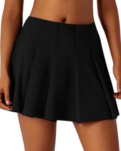 Leapstride Pleated Skirts for Women Black Tennis Skirts High Waisted Golf Skorts with Pockets-Workout Athletic Activewear - Image 1