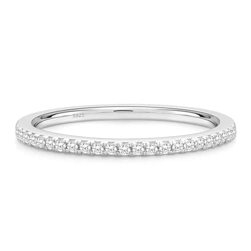 EAMTI Moissanite Wedding Bands for Women Half Eternity Bands Rings D Color VVS1 Clarity 925 Sterling Silver Anniversary Moissanite Stackable Engagement Ring for Women Size 9 - Image 1