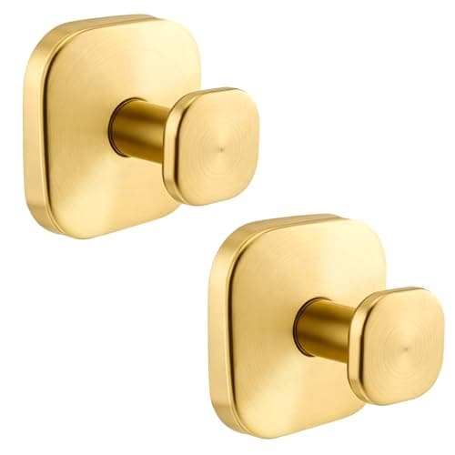Suction Cup Hooks for Shower, 15 LB Heavy Duty Towel Hooks for Bathroom, No-Drill Removable & Reusable Robe Hooks for Towels, Robes & Loofah, Waterproof for Glass, Tile & Mirror, Brushed Gold, 2 Pack - Image 1