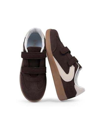 Tigeridea Suede Chocolate Shoes for Women Hook and Loop Fashion Sneakers Closed Toe Walking Shoes Comfortable Breathable Tennis Sneakers for Women Size 9.5 - Image 1