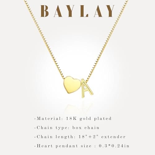 BAYLAY Mothers Day Gifts for Women Mom Grandma Daughter, Gold Initial Necklaces for Women Teen Girls 18K Gold Plated Letter K Initial Necklace Heart Necklace Gold Necklaces Jewelry Birthday Gifts - Thumbnail 6