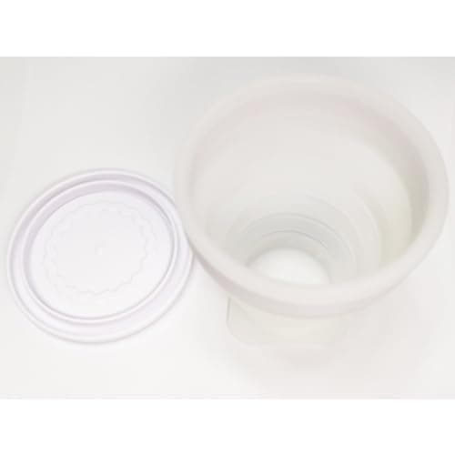 ZB.soar Foldable Water Cup with Lid, Food Grade Silicone,Small Portable Water Cup, Suitable for Camping, Traveling and Business Trips, Lightweight, Durable and Reusable (White) - Thumbnail 5