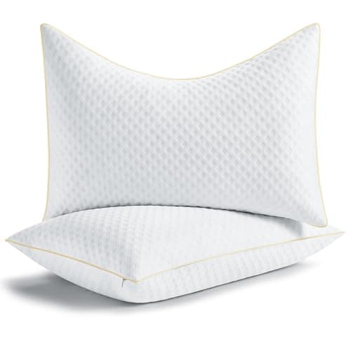 Sofslee King Size Pillows Set of 2 for Neck and Shoulder Pain, Adjustable Firmness Shredded Memory Foam Pillow King for Side Sleeper, Cooling Curved Kingsize Pillows with Washable Cover - Image 1