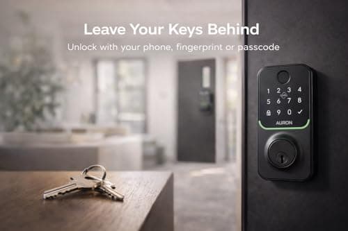 Smart Deadbolt Lock – 5-in-1 Keyless Entry: Fingerprint, Keypad, App, Card & Key | IP65 Weatherproof | Auto-Lock | Fits Standard Doors 1-3/8"-1-3/4" | No Wiring (Matte Black) - Thumbnail 6