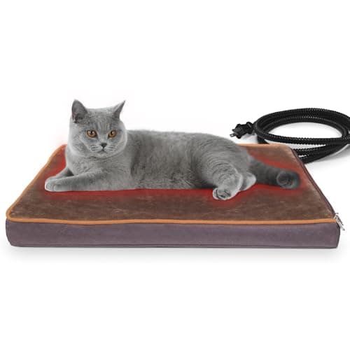 NAMOTEK Outdoor Heated Pet Bed for Cats Dog in Winter with Orthopedic Foam Base Auto Constant Temperature Electric Heating Pad & Waterproof Liner for Dog House Cabin Cot Doorway(19.7"Lx15.7"Wx1.7"Th)