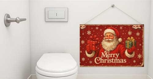 Carastora2-pack Vintage Christmas Metal Tin Sign - 8 x 12in, featuring designs of Santa Claus and an elf. Suitable for bedroom, bathroom, and home decor, and an ideal choice for holiday gifting. - Thumbnail 5