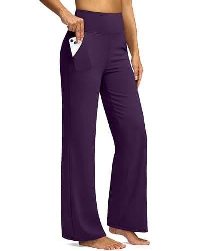 Yoga Pants Women Wide Leg Dress Pants with Pockets High Waist Stretch Petite/Regular/Tall Casual Sweatpants Women(Purple,29-XL) - Image 1