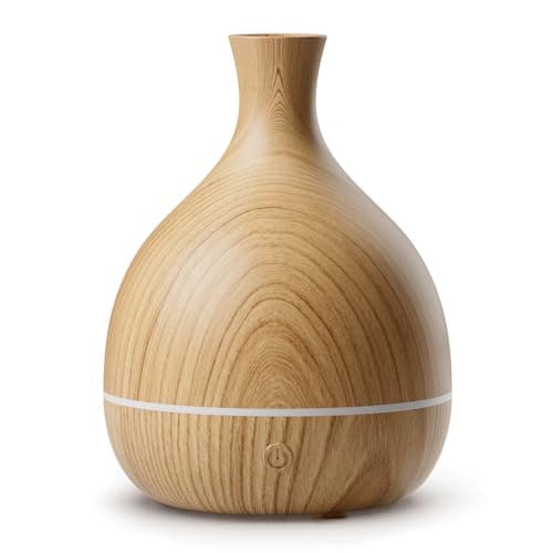 Cegsin Essential Oil Diffuser with Adapter, 100ml Small Aromatherapy Scent Machine for Home & Office Desk, 7 Color LED Cool Mist Humidifier, Auto Shut-Off, Wood Grain - Image 1