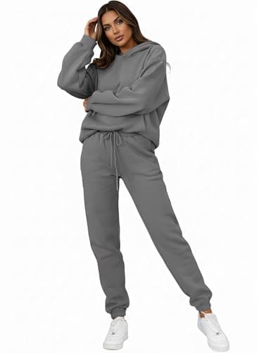 PAODIKUAI Women 2 Piece Outfits Hoodie Sweatsuits Set Sweatpants Long Sleeve Sweatshirt Matching Joggers Tracksuit Sets(dark gray,2XL) - Thumbnail 3