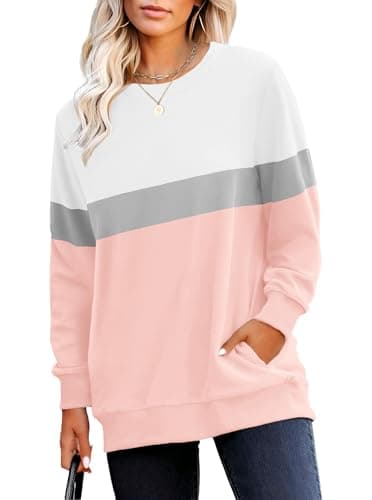 RUMIA Crewneck Fall Sweatshirts for Women Trendy- Women's Plain Long Sleeve Pullover Tops with Pockets Fashion - Image 1