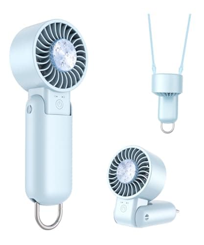 Portable Handheld Turbo Fan with LED Display - Turbocharged 32ft Cooling, Long-lasting 5 Speeds 4oz Lightweight, USB Rechargeable Mini Personal Hand Held Fan Gift for Women Men Travel, Office, Makeup