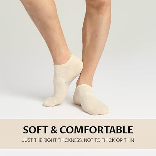 Sunew No Show Socks Women Men Stay Put Low Cut Invisible Socks 8 Pairs Beige Medium - Thumbnail 6