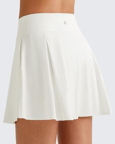 G4Free Golf Skirts for Women with Shorts Tummy Control Wide Waistband Tennis Skorts with Pockets Summer Athletic Workout(White,XL) - Thumbnail 5