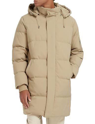 Orolay Men's Quilted Down Jacket – Windproof, Water-Resistant, Hooded Puffer Coat with Pockets for Winter Sports Khaki X-Large - Image 1
