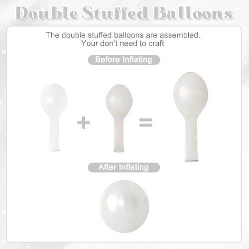 60Pcs Pearl White Balloons, 12Inch Double Stuffed Pearl White Clear Balloons for Baby Shower Wedding Bridal Shower Engagement Anniversary Baptism Birthday Party Decorations - Thumbnail 3