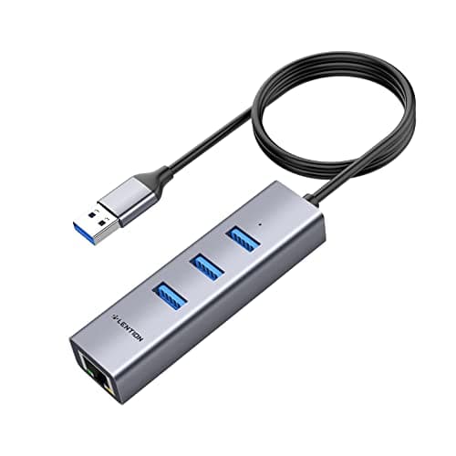 LENTION 3- Port USB to Ethernet Adapter, USB 3.0 to RJ45 Ethernet Adapter Compatible with 2025-2016 MacBook Pro, 2025-2018 Mac Air, Surface pro, Chromebook, A Port Laptops(H23s-0.5M, Space Gray) - Image 1