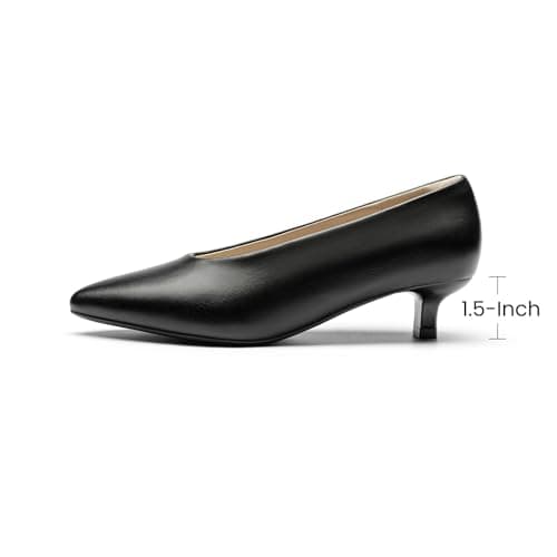 Athlefit Women's Closed Pointed Toe Low Kitten Heels 1.5-Inch Comfortable Dress Pumps Shoes for Wedding Party Office Black Size 11, AD01064 - Thumbnail 4