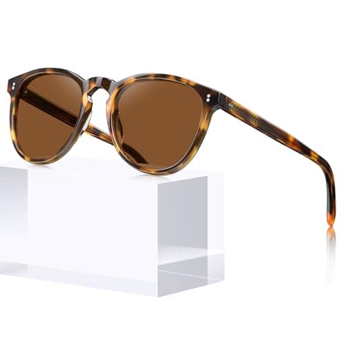 CARFIA Acetate Polarized Sunglasses for Women Trendy Retro Sun Glasses Tortoise Frame - Image 1