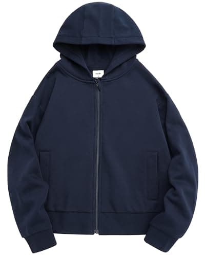 Stelle Zip Up Hoodies for Women Fleece Crop Jackets Long Sleeve Hooded Sweatshirts with Pockets Casual Coat(Navy,XX-Large) - Image 1