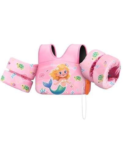 HeySplash Swim Vest for Kids, Toddler Pool Floaties Fit 33-66 Lbs, Children Swimming Vest with Adjustable Strap, Swim Jacket Water Wing Arm Float, Puddle Beach Boat Jumper Boy Girl, Pink Mermaid - Image 1