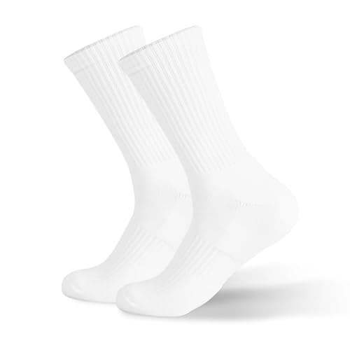 Ycets Men's Crew Socks, White Mens Crew Socks,Cushioned Cotton Athletic Arch Support Moisture Wicking,1-Pairs Premium Trial Pack - Image 1