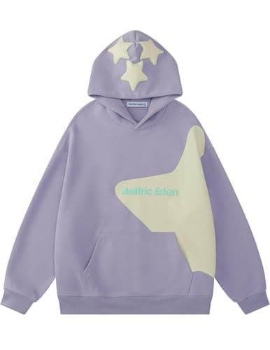 Aelfric Eden Star Graphic Hoodies Purple Print Hoodie Unisex Oversized Hooded Sweatshirt Long Sleeve Pocket Pullover - Image 1