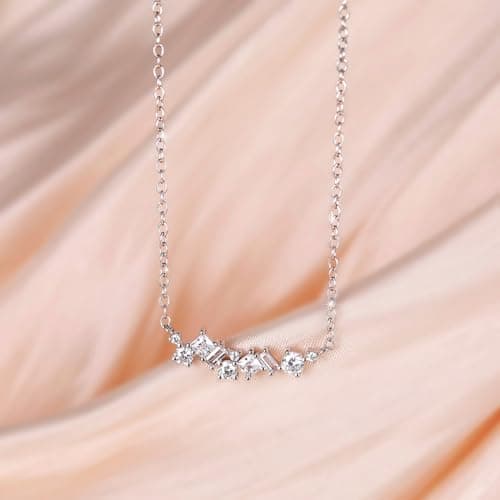 EAMTI 925 Sterling Silver Necklace for Women Cubic Zirconia Simple Pendant Necklace Dainty Jewelry Gifts for Women Birthday/Anniversary Day/Valentine’s Day - Thumbnail 2
